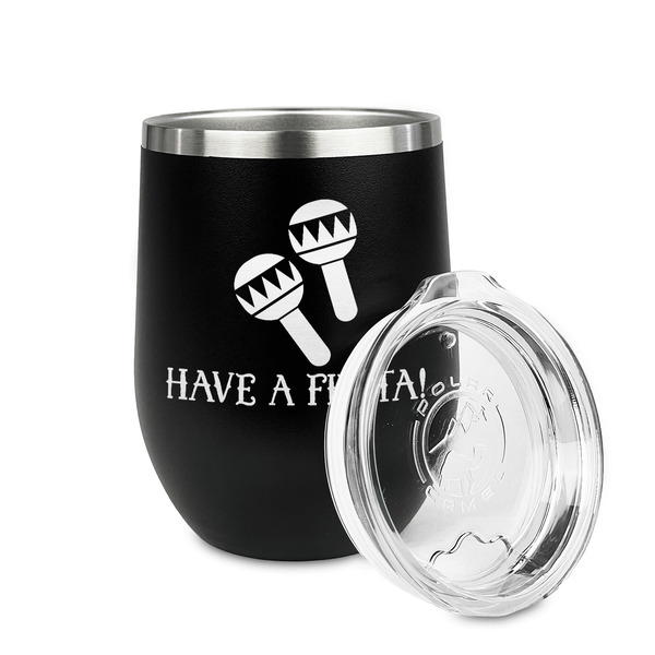 Fiesta - Cinco de Mayo Stainless Wine Tumblers - Black - Double Sided - Alt View