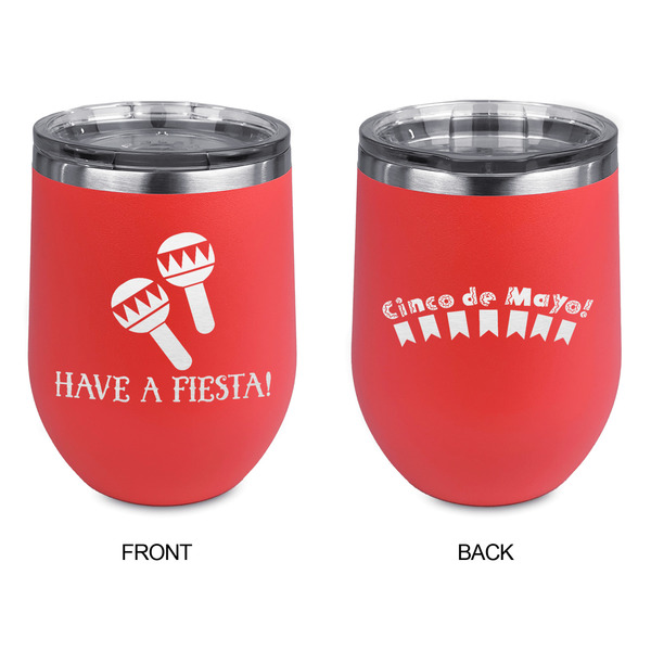 Fiesta - Cinco de Mayo Stainless Wine Tumblers - Coral - Double Sided - Approval