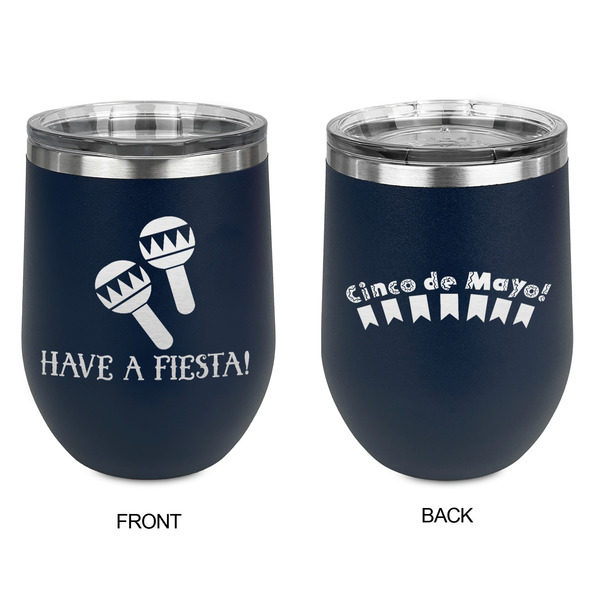 Fiesta - Cinco de Mayo Stainless Wine Tumblers - Navy - Double Sided - Approval