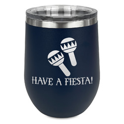 Fiesta - Cinco de Mayo Stemless Stainless Steel Wine Tumbler - Navy - Double Sided (Personalized)