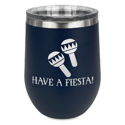 Fiesta - Cinco de Mayo Stemless Stainless Steel Wine Tumbler - Navy - Single Sided (Personalized)