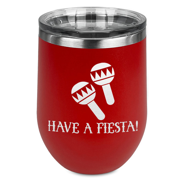 Custom Fiesta - Cinco de Mayo Stemless Stainless Steel Wine Tumbler - Red - Single Sided (Personalized)