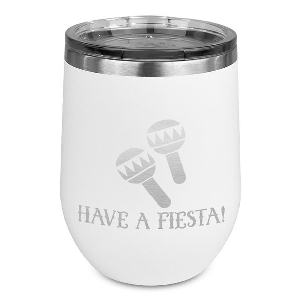 Custom Fiesta - Cinco de Mayo Stemless Stainless Steel Wine Tumbler - White - Single Sided (Personalized)