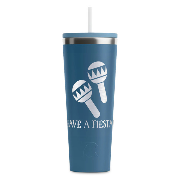 Custom Fiesta - Cinco de Mayo RTIC Everyday Tumbler with Straw - 28oz - Steel Blue - Double-Sided (Personalized)