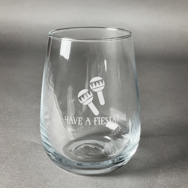 Custom Fiesta - Cinco de Mayo Stemless Wine Glass (Single) (Personalized)