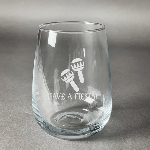 Custom Fiesta - Cinco de Mayo Stemless Wine Glass - Engraved (Personalized)
