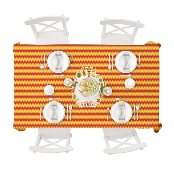 Fiesta - Cinco de Mayo Tablecloths (58"x102") - TOP VIEW (with plates)