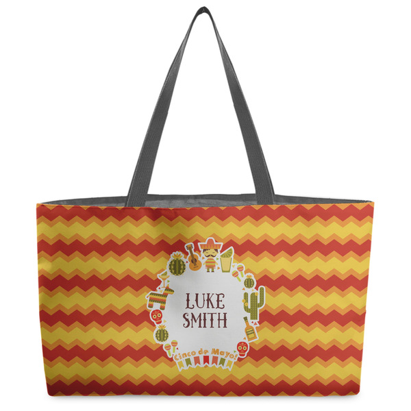 Custom Fiesta - Cinco de Mayo Beach Totes Bag - w/ Black Handles (Personalized)