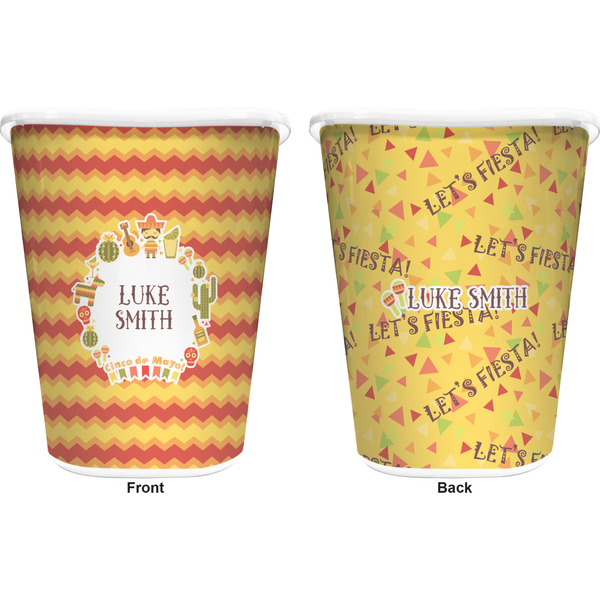 Fiesta - Cinco de Mayo Trash Can White - Front and Back - Apvl
