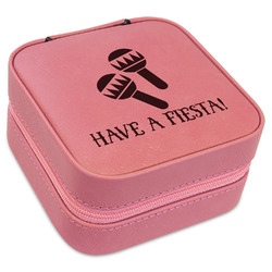 Fiesta - Cinco de Mayo Travel Jewelry Boxes - Pink Leather (Personalized)