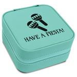 Fiesta - Cinco de Mayo Travel Jewelry Box - Teal Leather (Personalized)