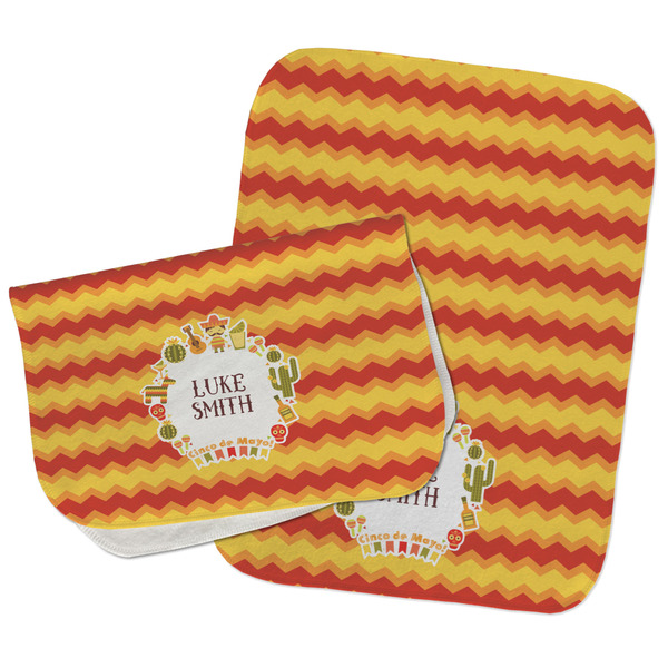 Fiesta - Cinco de Mayo Two Rectangle Burp Cloths - Open & Folded
