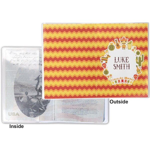 Fiesta - Cinco de Mayo Vinyl Passport Holder - Flat Front and Back