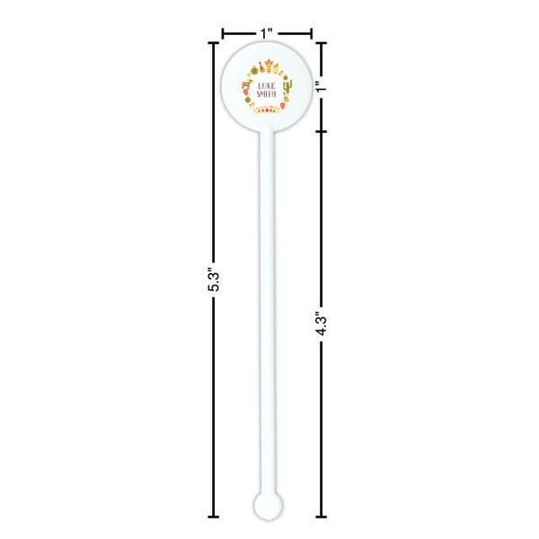 Fiesta - Cinco de Mayo White Plastic 5.5" Stir Stick - Round - Dimensions