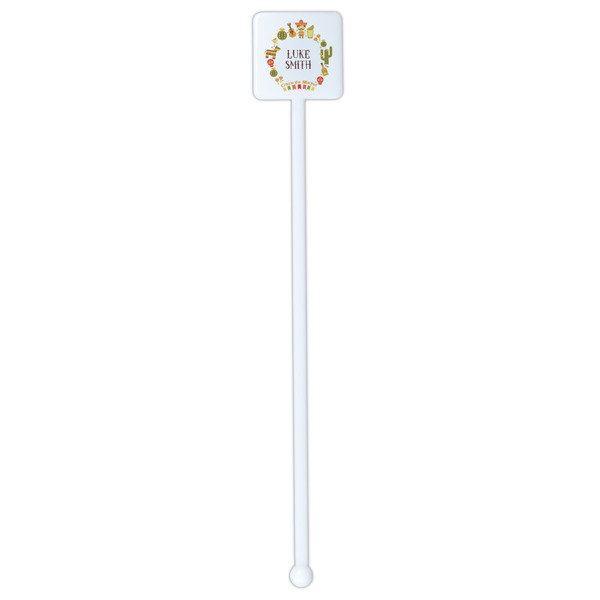 Fiesta - Cinco de Mayo White Plastic Stir Stick - Double Sided - Square - Single Stick