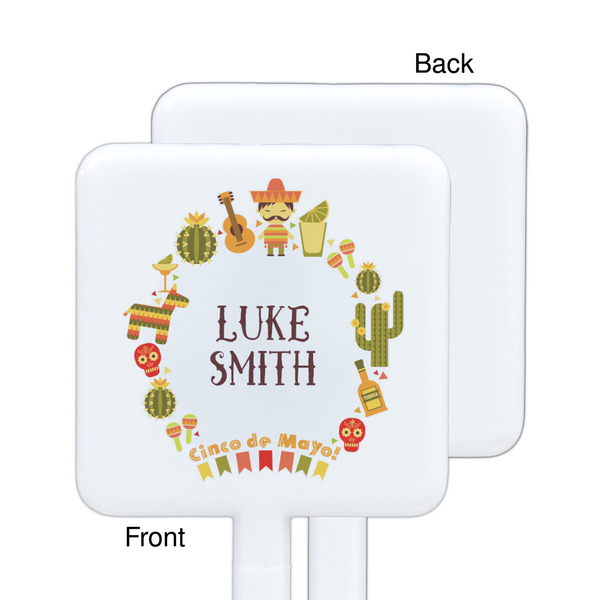 Fiesta - Cinco de Mayo White Plastic Stir Stick - Single Sided - Square - Approval