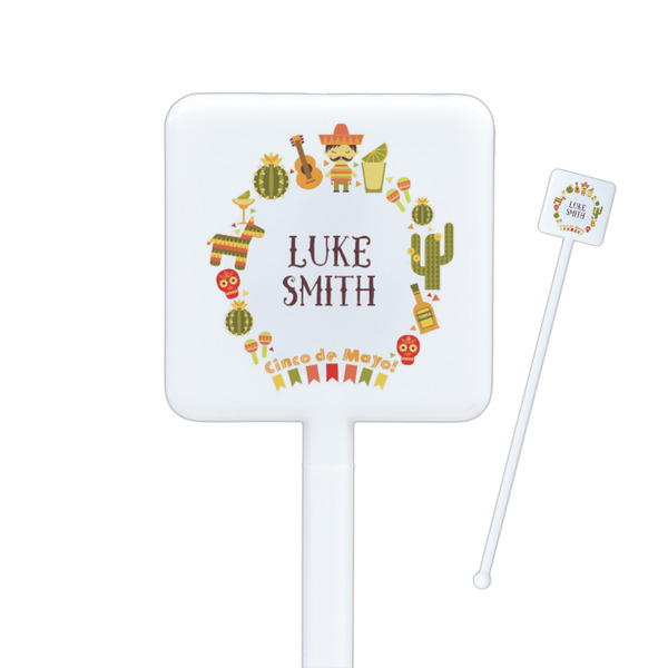 Custom Fiesta - Cinco de Mayo Square Plastic Stir Sticks (Personalized)