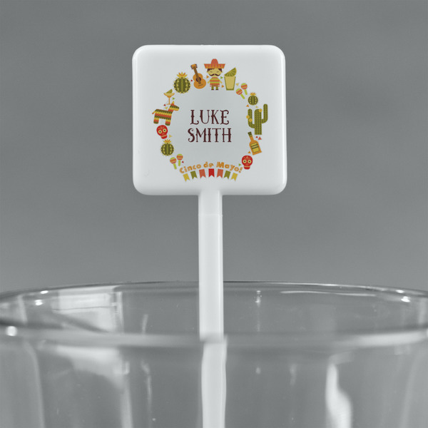 Fiesta - Cinco de Mayo White Plastic Stir Stick - Square - Main