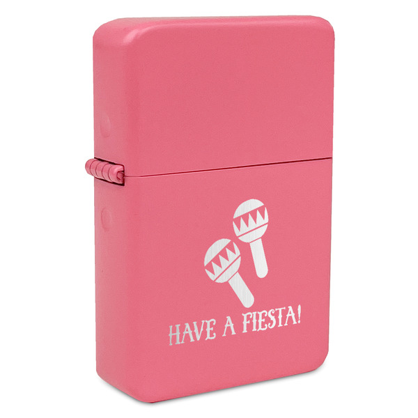 Custom Fiesta - Cinco de Mayo Windproof Lighter - Pink - Single Sided & Lid Engraved (Personalized)