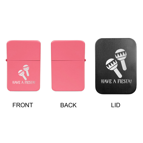 Fiesta - Cinco de Mayo Windproof Lighters - Pink, Single Sided, w Lid - APPROVAL