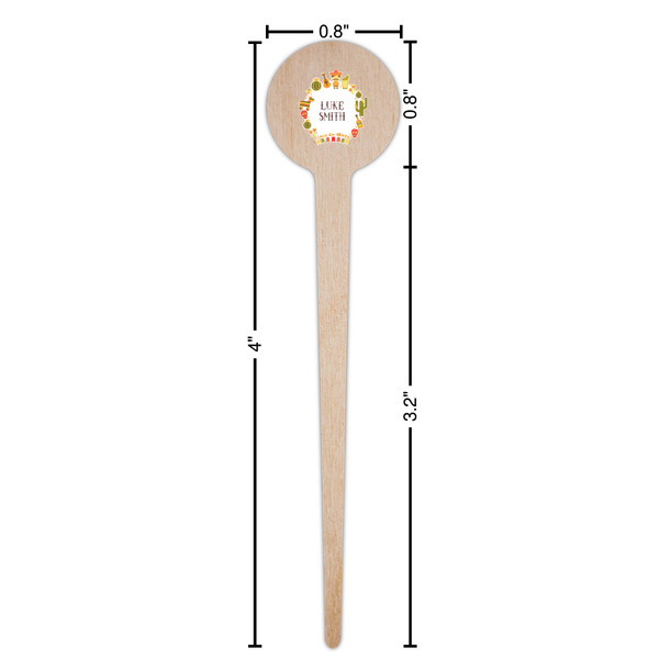 Fiesta - Cinco de Mayo Wooden 4" Food Pick - Round - Dimensions
