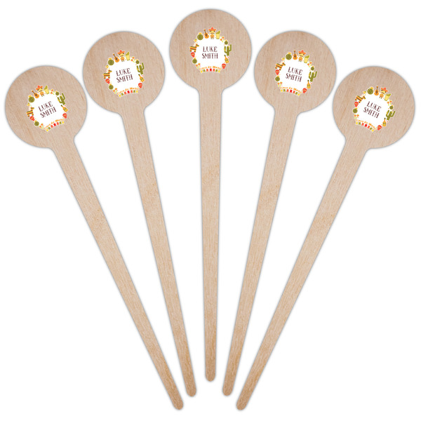 Fiesta - Cinco de Mayo Wooden 4" Food Pick - Round - Fan View