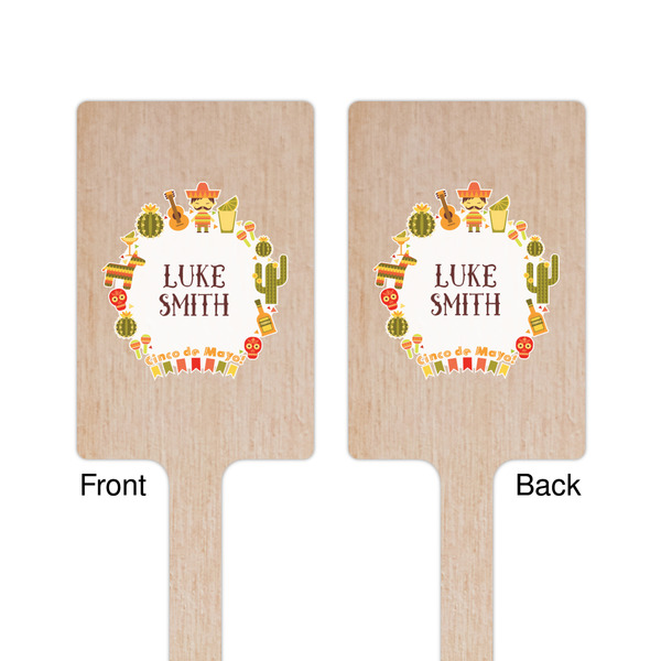 Fiesta - Cinco de Mayo Wooden 6.25" Stir Stick - Rectangular - Double Sided - Front & Back