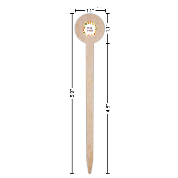 Fiesta - Cinco de Mayo Wooden 6" Food Pick - Round - Dimensions