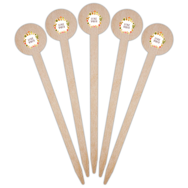 Fiesta - Cinco de Mayo Wooden 6" Food Pick - Round - Fan View