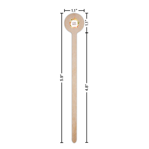 Fiesta - Cinco de Mayo Wooden 6" Stir Stick - Round - Dimensions