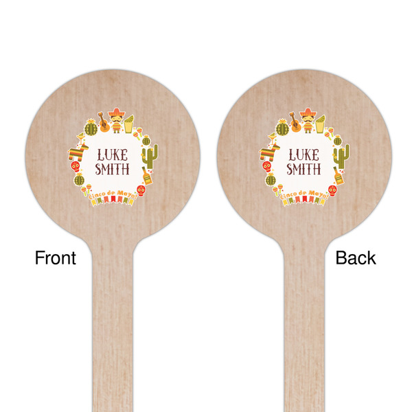 Fiesta - Cinco de Mayo Wooden 7.5" Stir Stick - Round - Double Sided - Front & Back