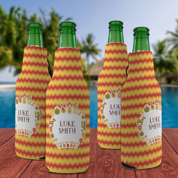 Fiesta - Cinco de Mayo Zipper Bottle Cooler - Set of 4 - LIFESTYLE
