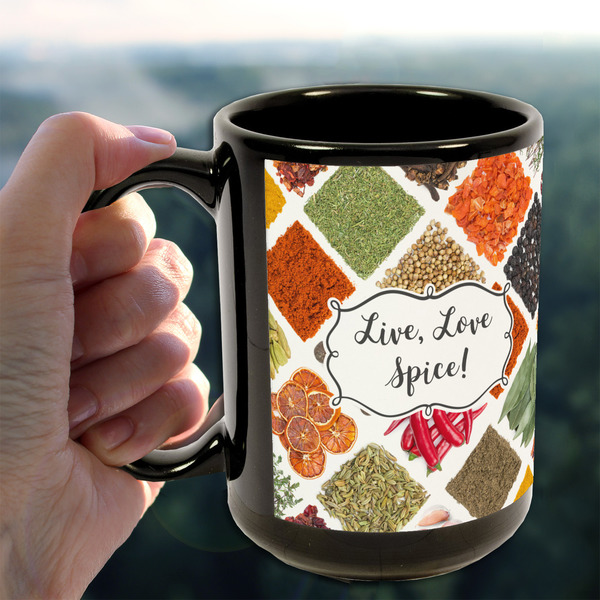 Spices 15oz. Black Mug - LIFESTYLE
