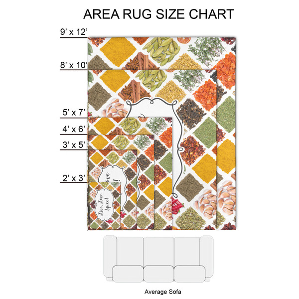 Spices 2'x3' Indoor Area Rugs - Size Chart