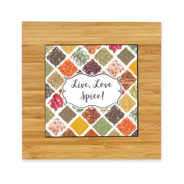 Custom Spices Bamboo Trivet with Ceramic Tile Insert