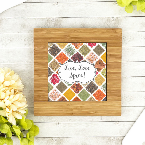 Spices Bamboo Trivet with 6" Tile - LIFESTYLE