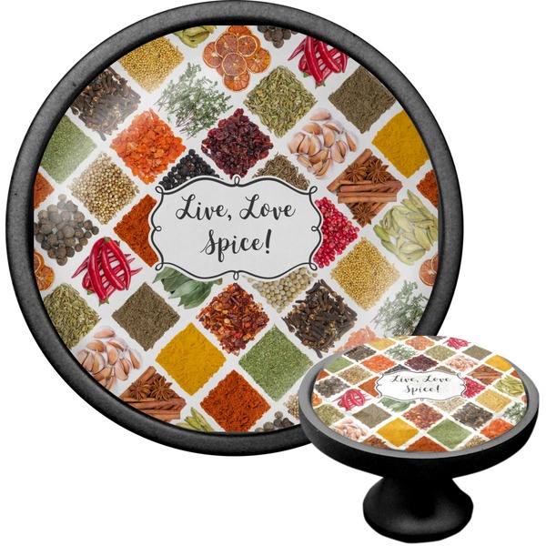 Custom Spices Cabinet Knob (Black) (Personalized)