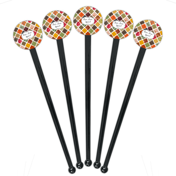 Spices Black Plastic 7" Stir Stick - Round - Fan View