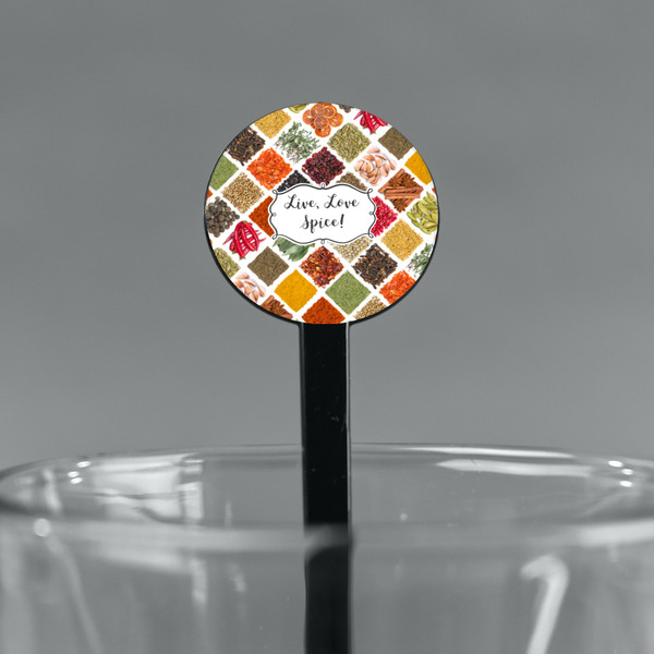 Spices Black Plastic 7" Stir Stick - Round - Main
