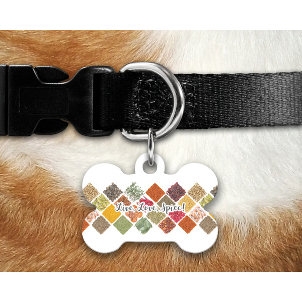 Spices Bone Shaped Dog Tag on Collar & Dog
