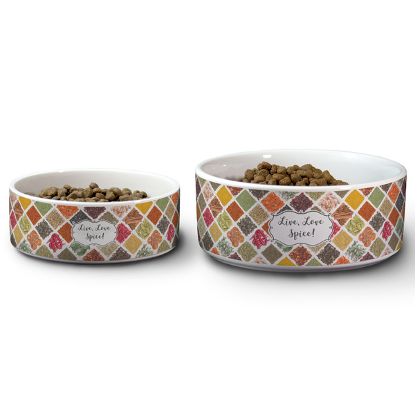 Spices Ceramic Dog Bowls - Size Comparison