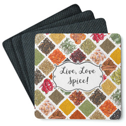 Spices Square Rubber Backed Coasters - Set of 4 (Personalized)