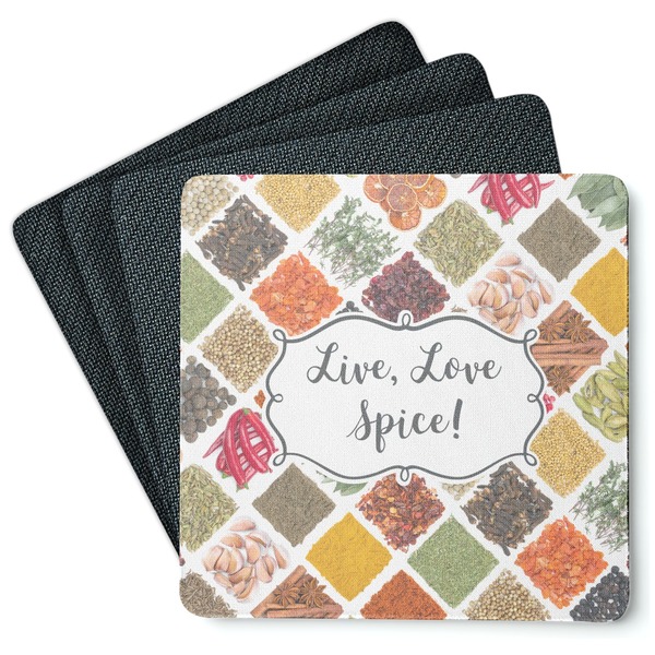 Custom Spices Square Rubber Backed Coasters - Set of 4 (Personalized)