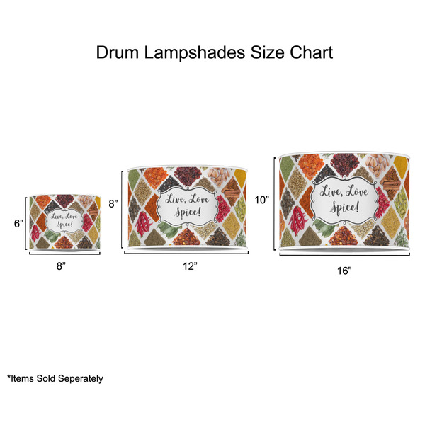 Spices Drum Lampshades - Sizing Chart