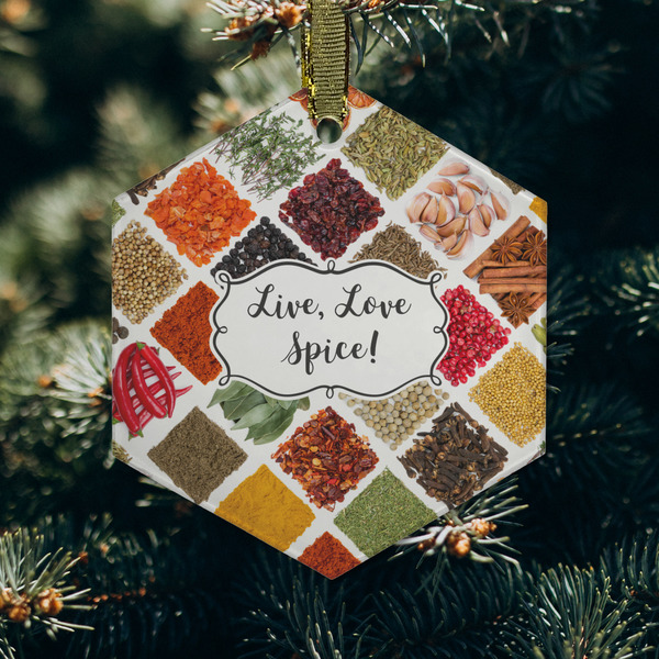 Spices Frosted Glass Ornament - Hexagon (Lifestyle)