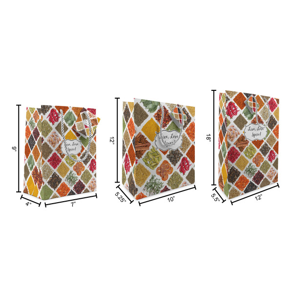 Spices Gift Bags - All Sizes - Dimensions