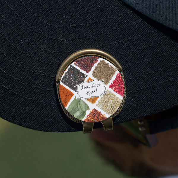 Spices Golf Ball Marker Hat Clip - Gold - On Hat