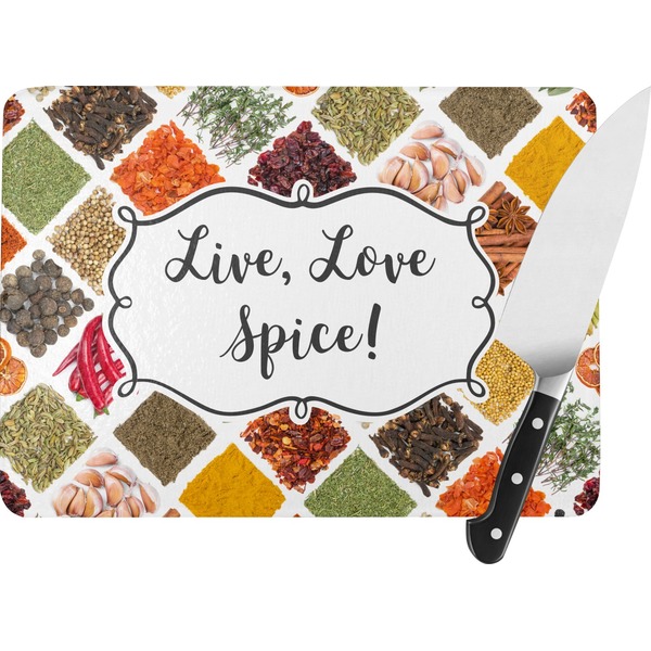 Custom Spices Rectangular Glass Cutting Board (Personalized)