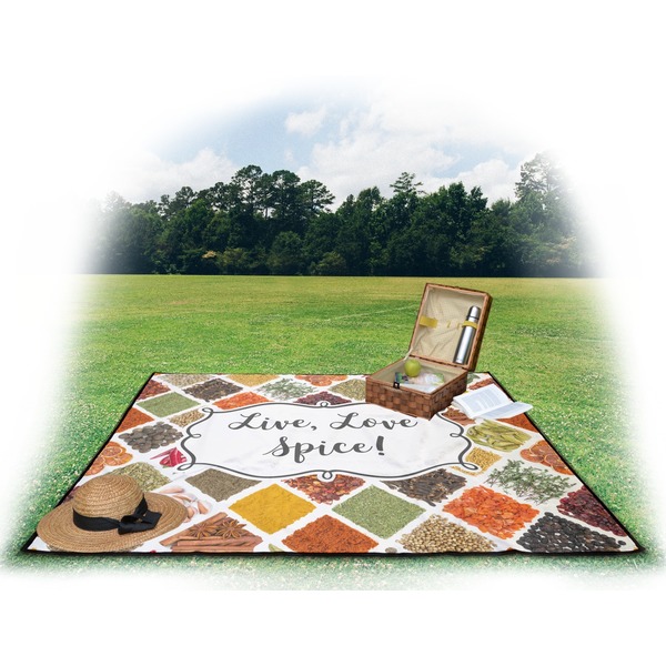 Spices Picnic Blanket - with Basket Hat and Book - in Use