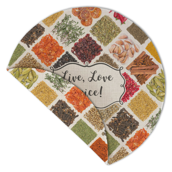 Spices Round Linen Placemats - Front (folded corner double sided)